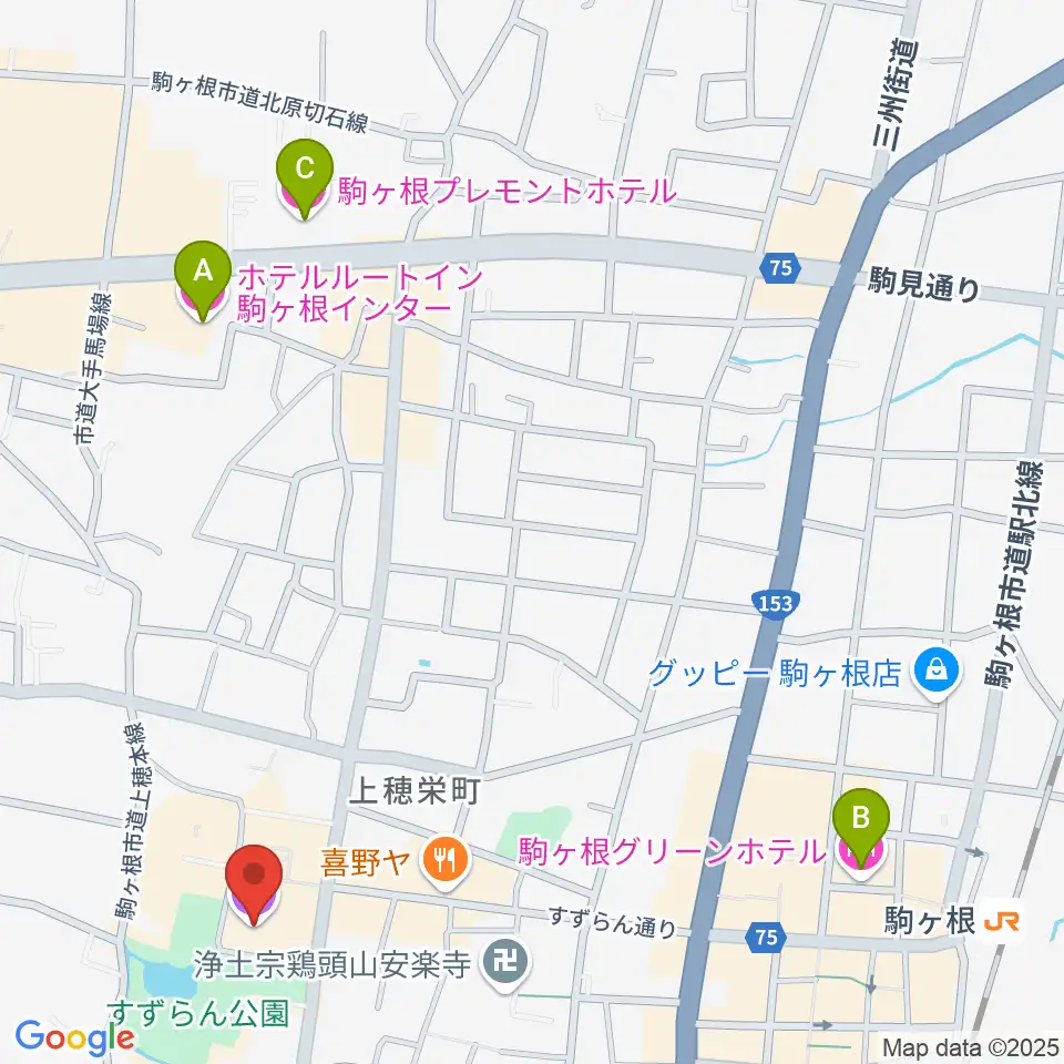 駒ヶ根市文化会館周辺のホテル一覧地図