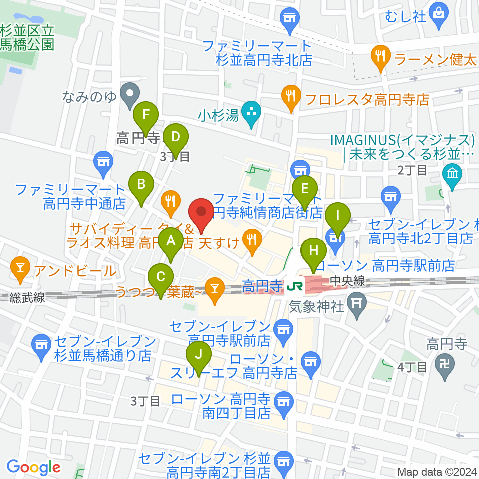 高円寺ShowBoat周辺のホテル一覧地図