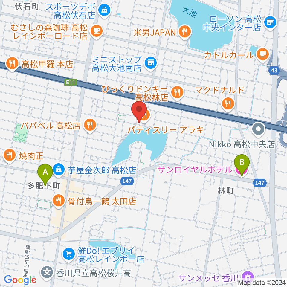 KUSAKA音楽教室周辺のホテル一覧地図