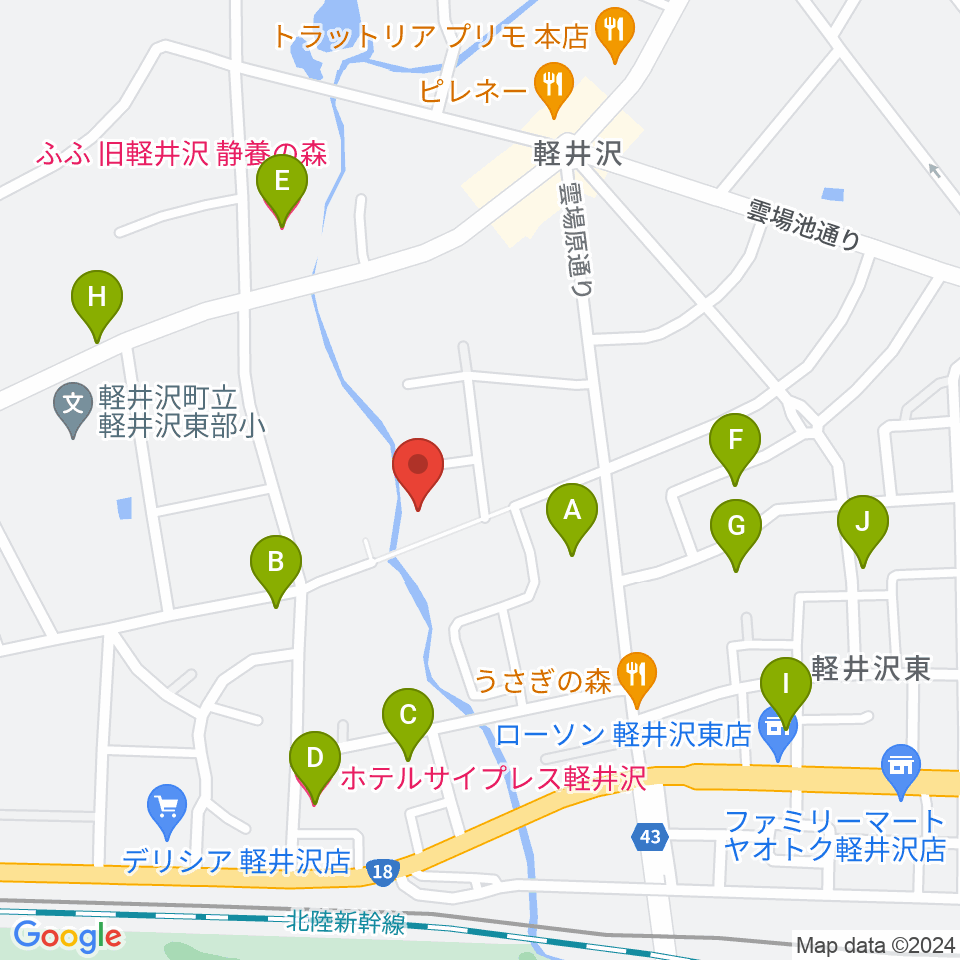 軽井沢ヴィラセシリア音楽堂周辺のホテル一覧地図
