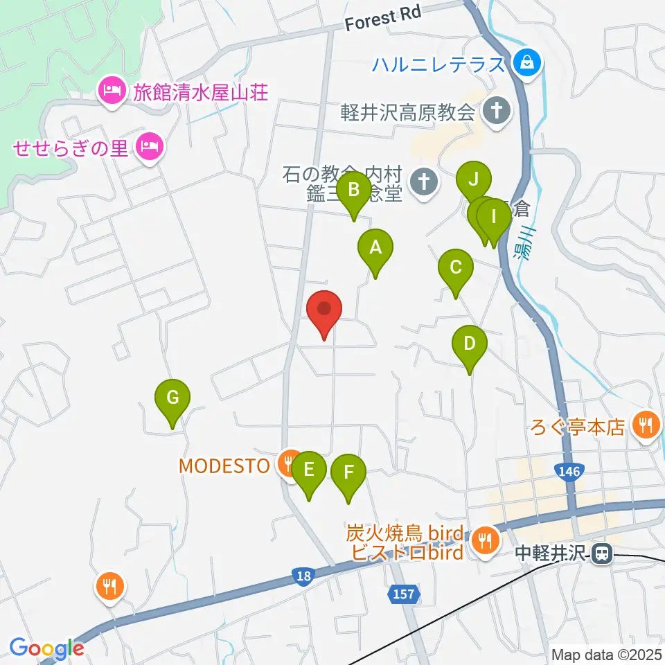 軽井沢コルネ音楽堂周辺のホテル一覧地図