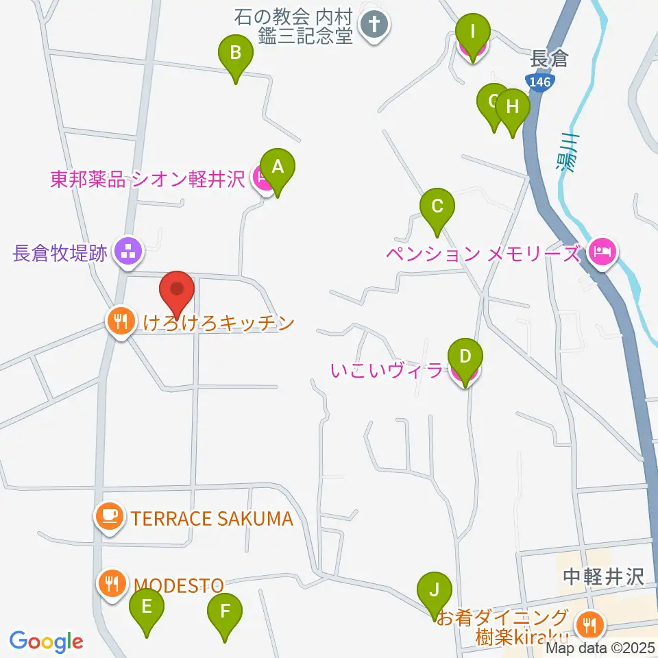 軽井沢コルネ音楽堂周辺のホテル一覧地図