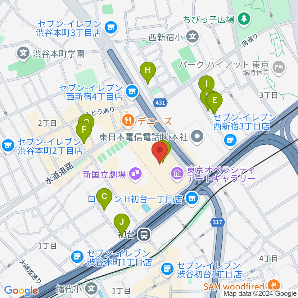 NTT ICC周辺のホテル一覧地図