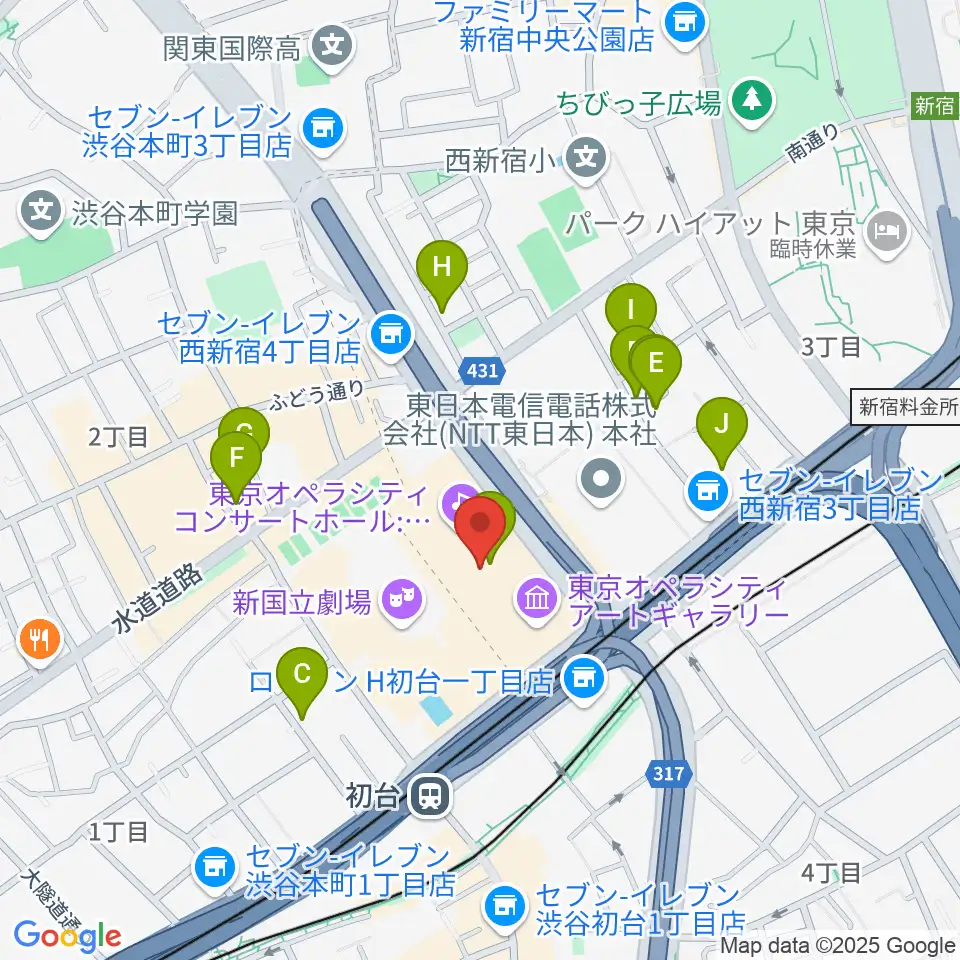 NTT ICC周辺のホテル一覧地図