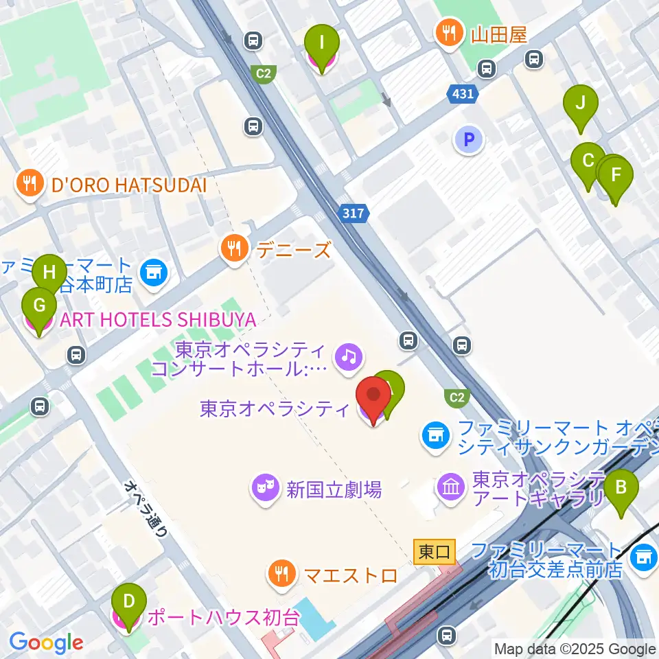 NTT ICC周辺のホテル一覧地図
