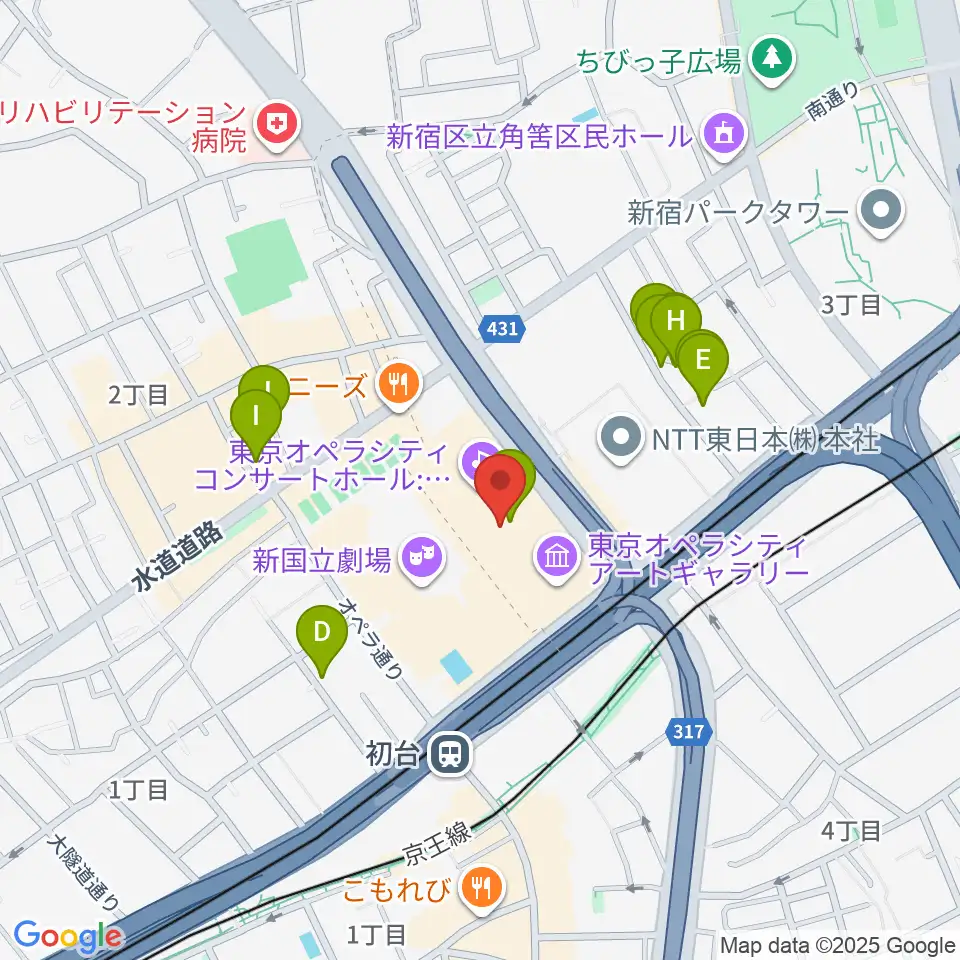 NTT ICC周辺のホテル一覧地図
