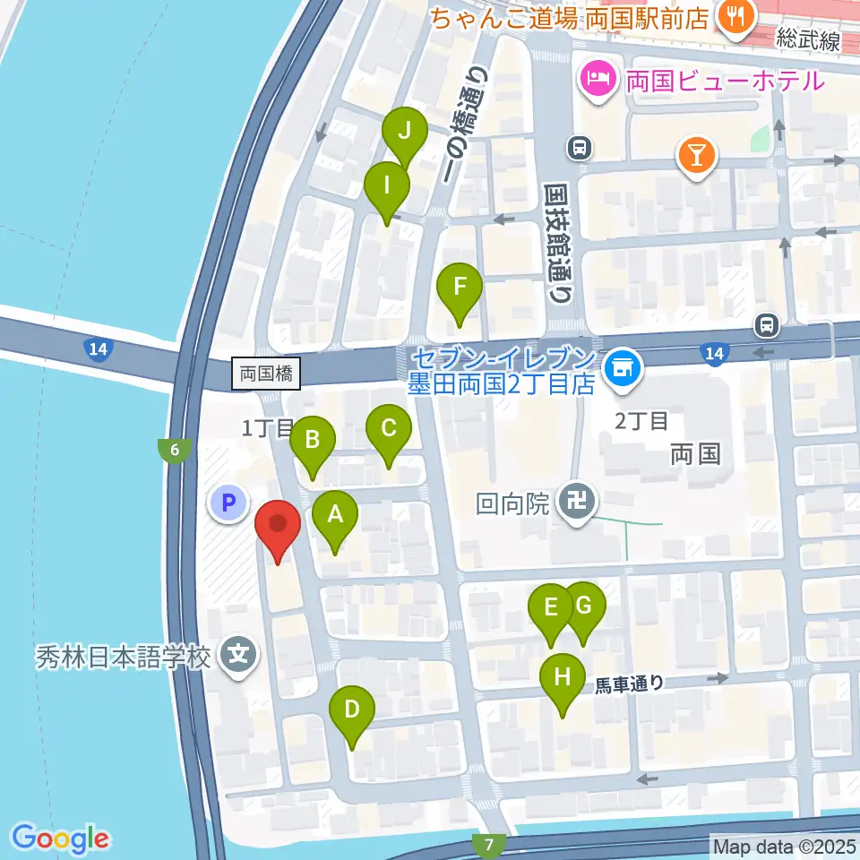 両国門天ホール周辺のホテル一覧地図