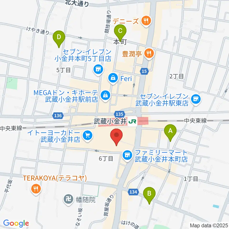 小金井 宮地楽器ホール周辺のホテル一覧地図