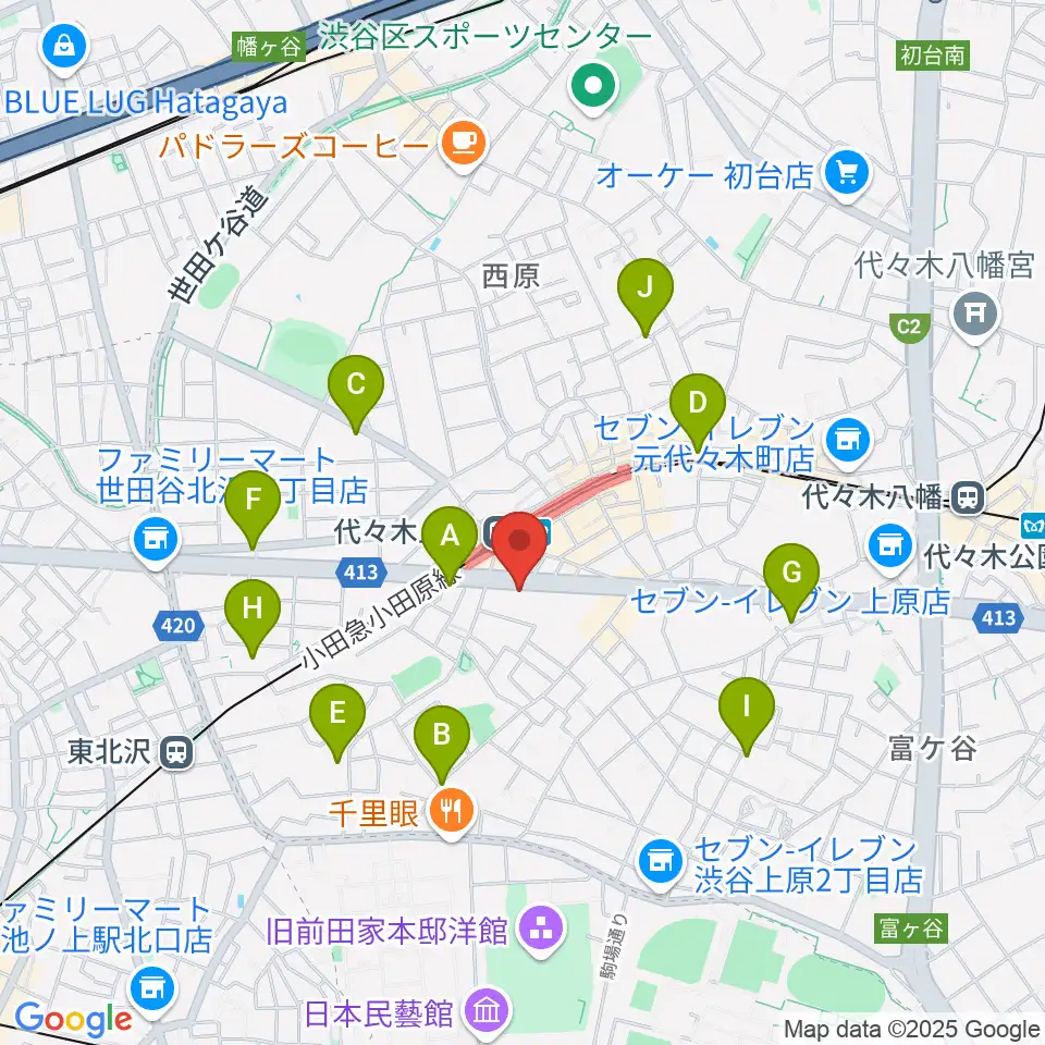 古賀政男音楽博物館周辺のホテル一覧地図