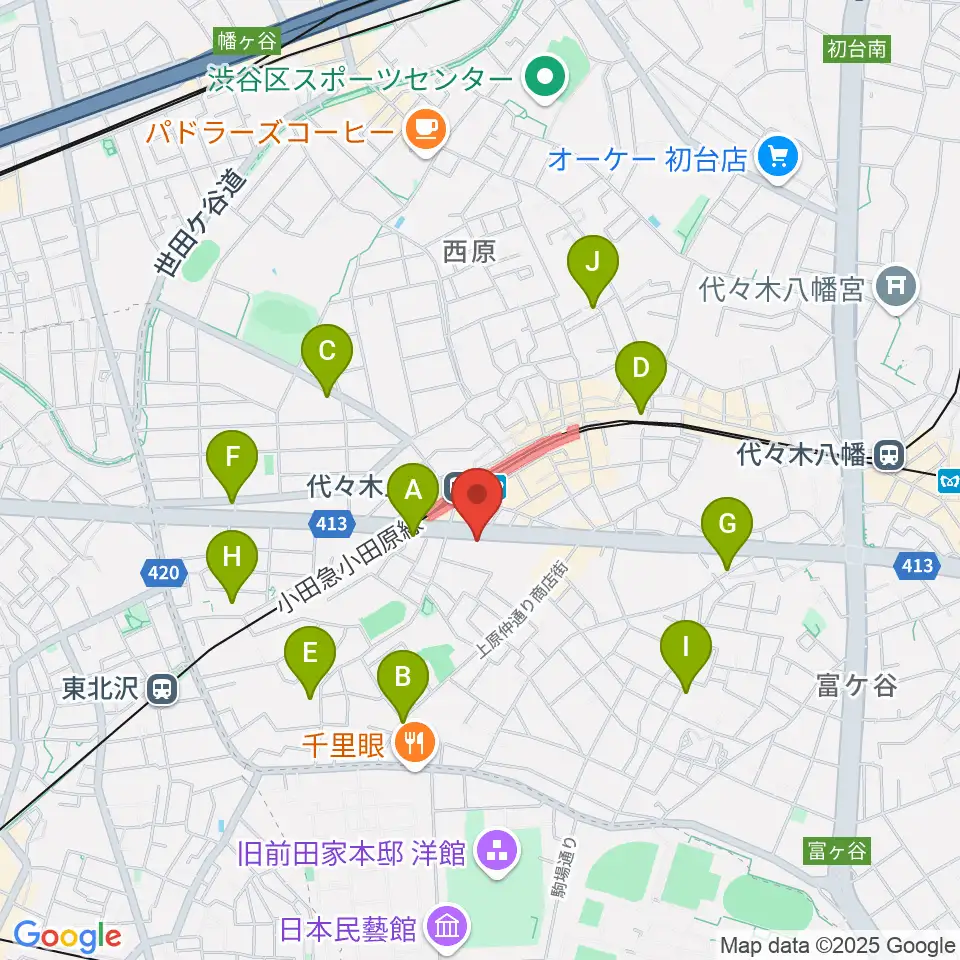 古賀政男音楽博物館周辺のホテル一覧地図
