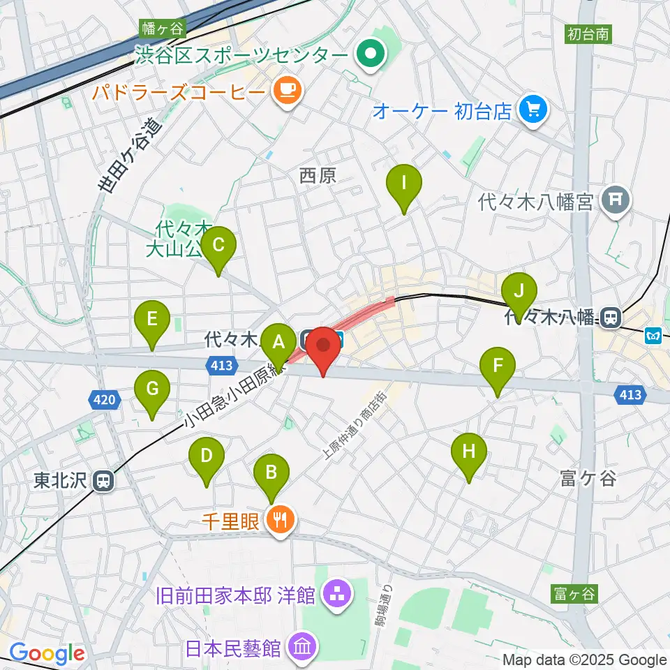 古賀政男音楽博物館周辺のホテル一覧地図