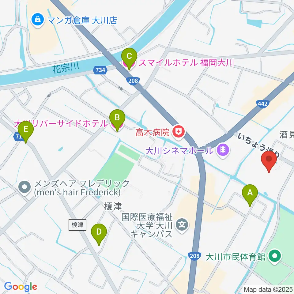 大川市文化センター周辺のホテル一覧地図