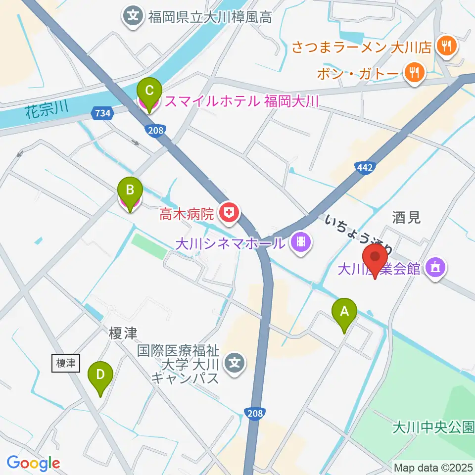 大川市文化センター周辺のホテル一覧地図