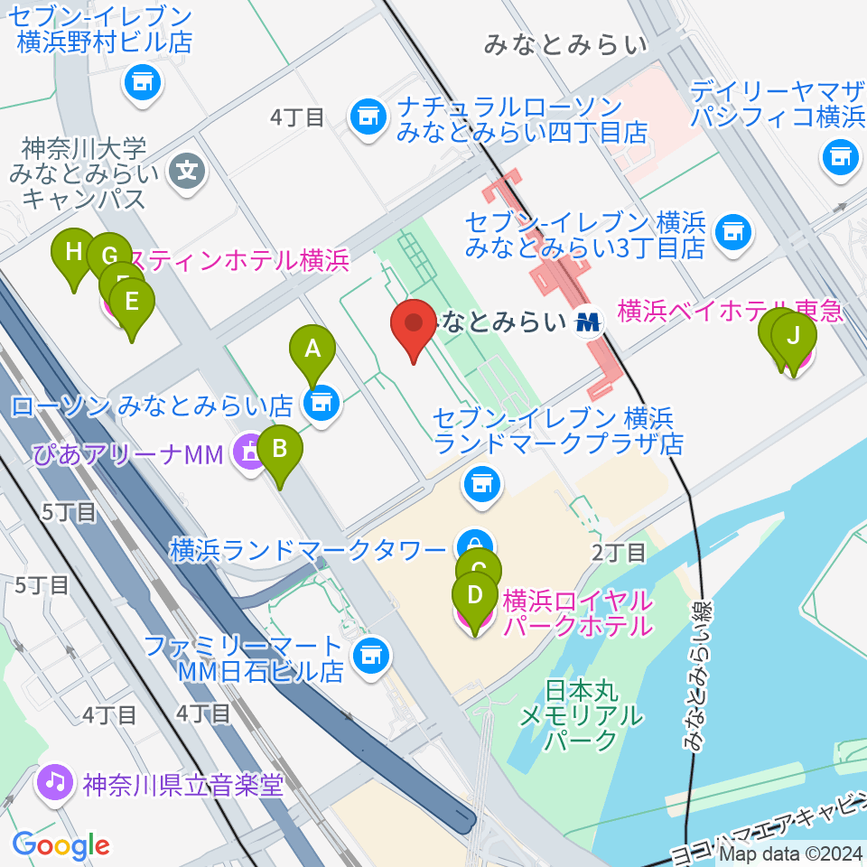 横浜美術館周辺のホテル一覧地図