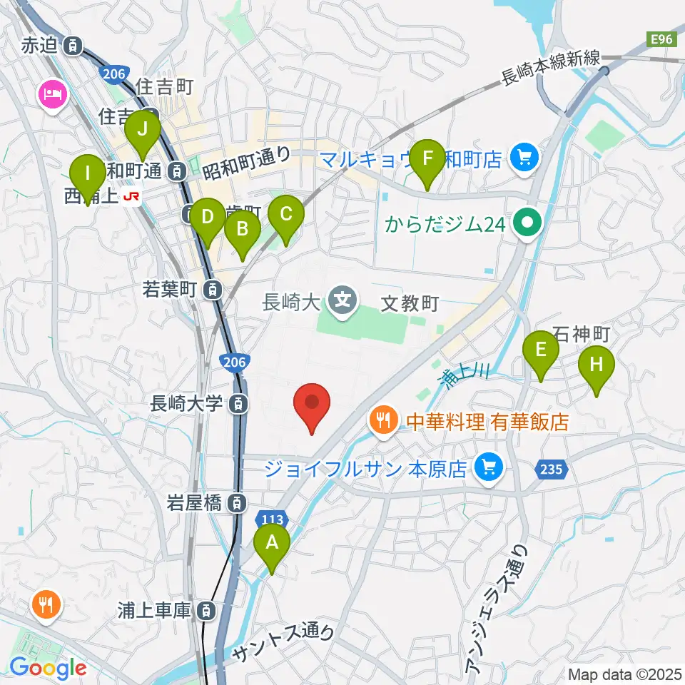 長崎創楽堂周辺のホテル一覧地図