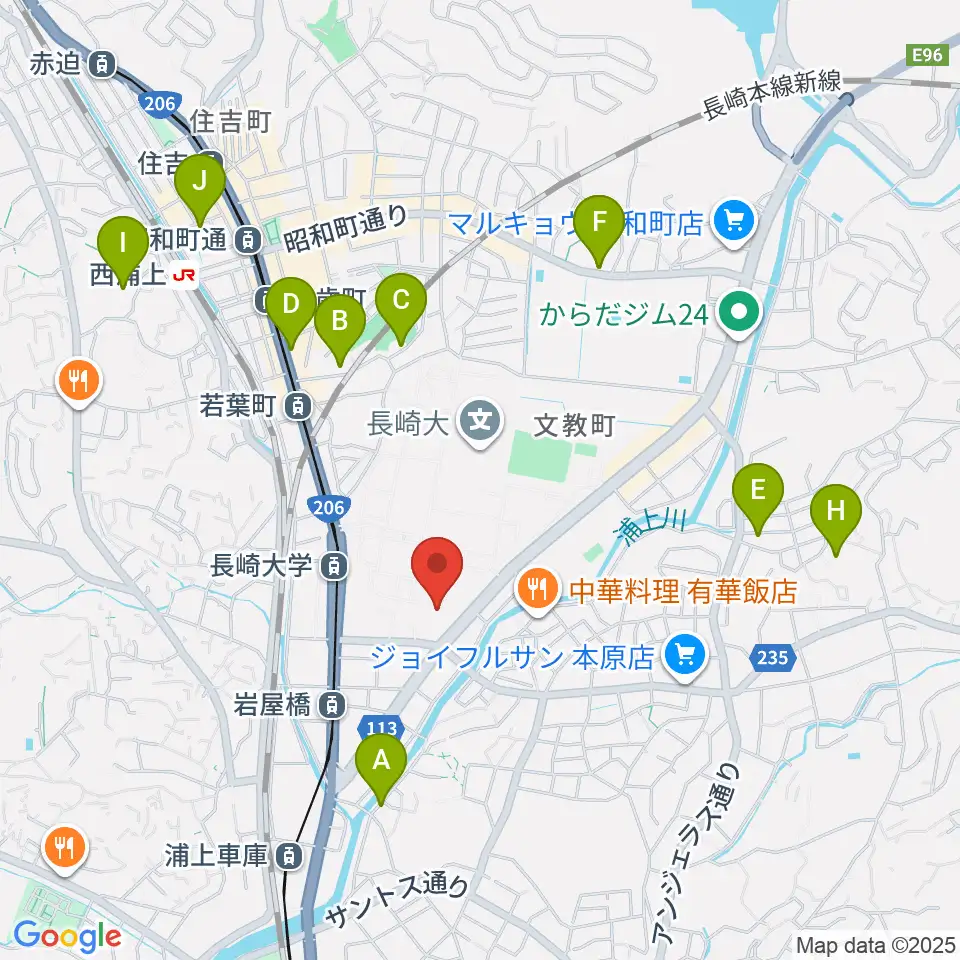 長崎創楽堂周辺のホテル一覧地図