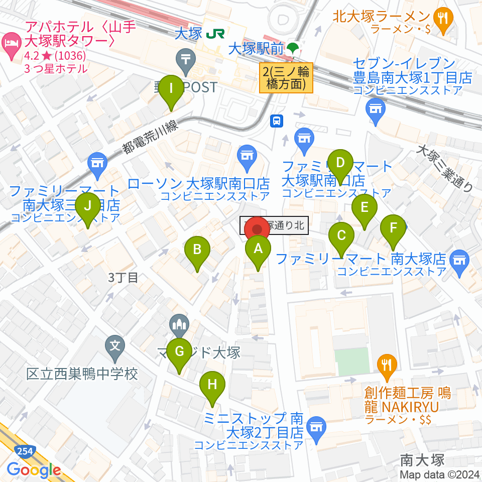 大塚Welcome back周辺のホテル一覧地図