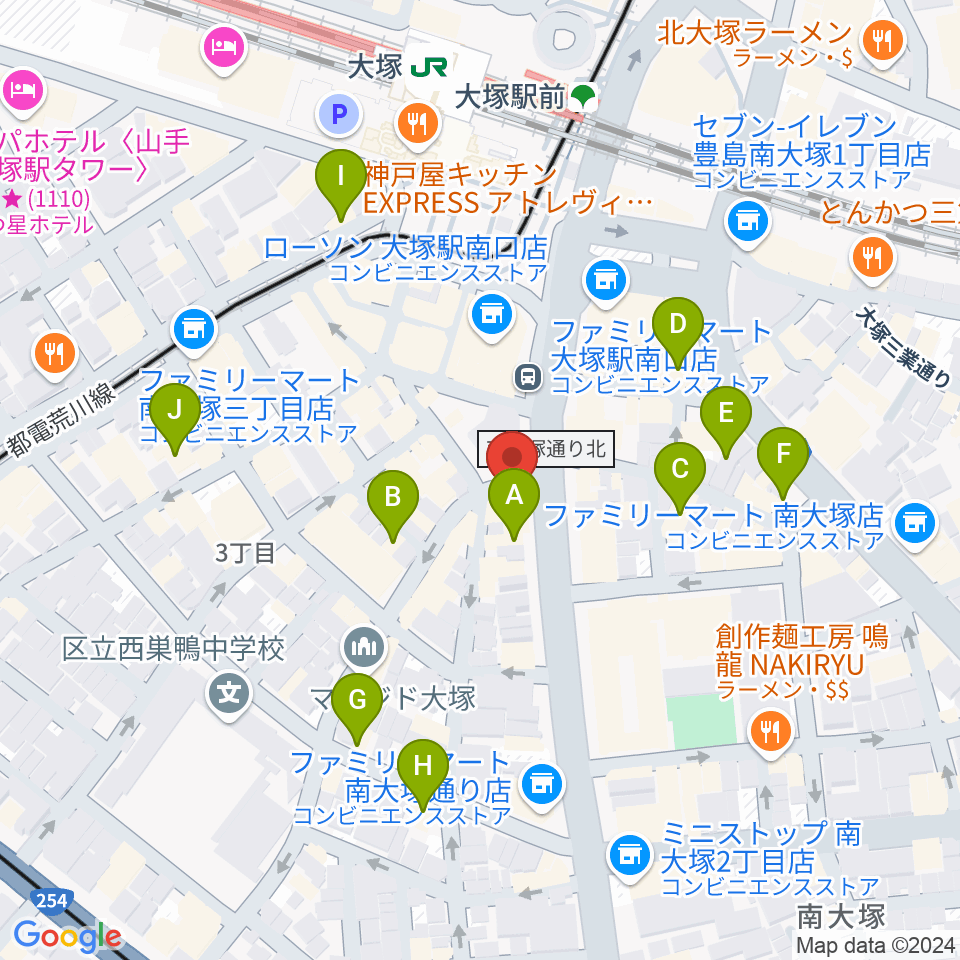 大塚Welcome back周辺のホテル一覧地図