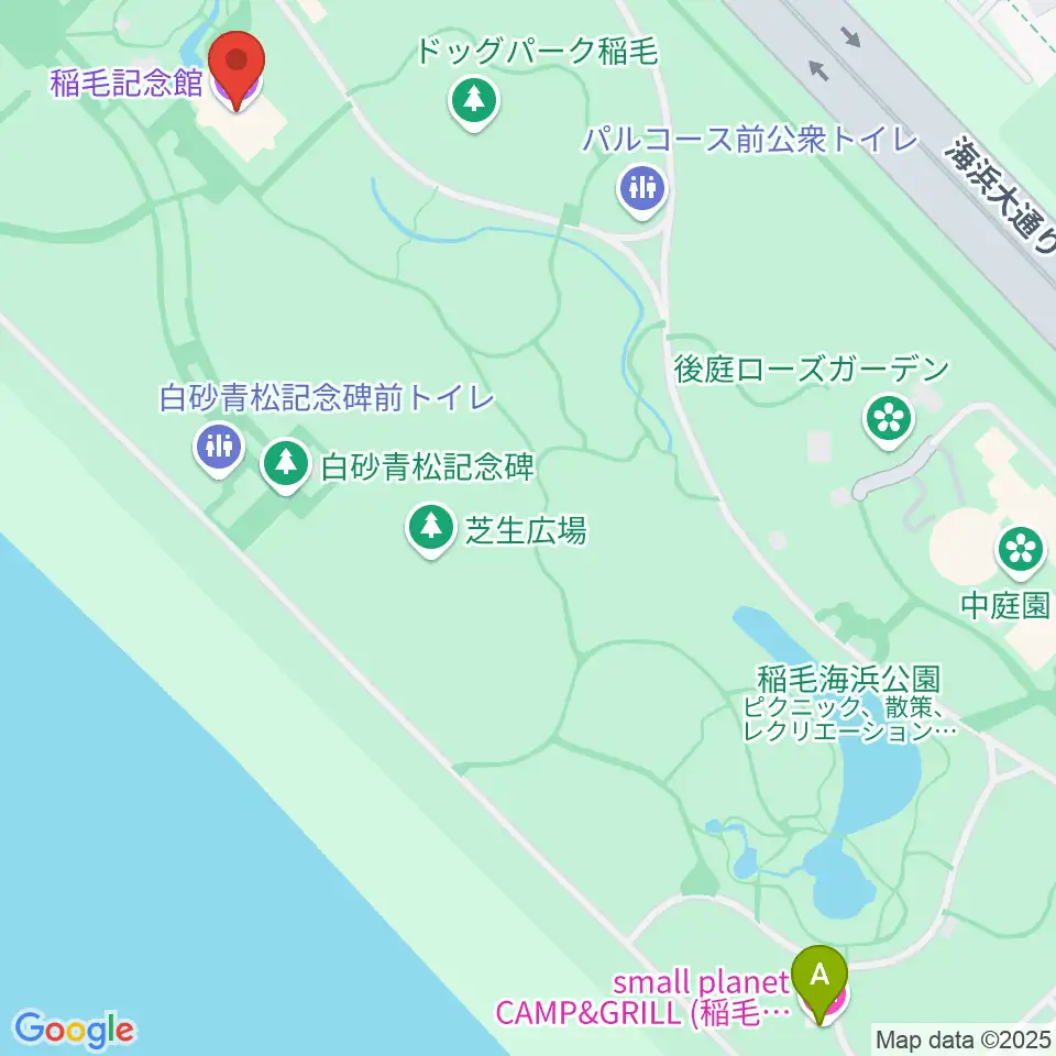 稲毛記念館周辺のホテル一覧地図