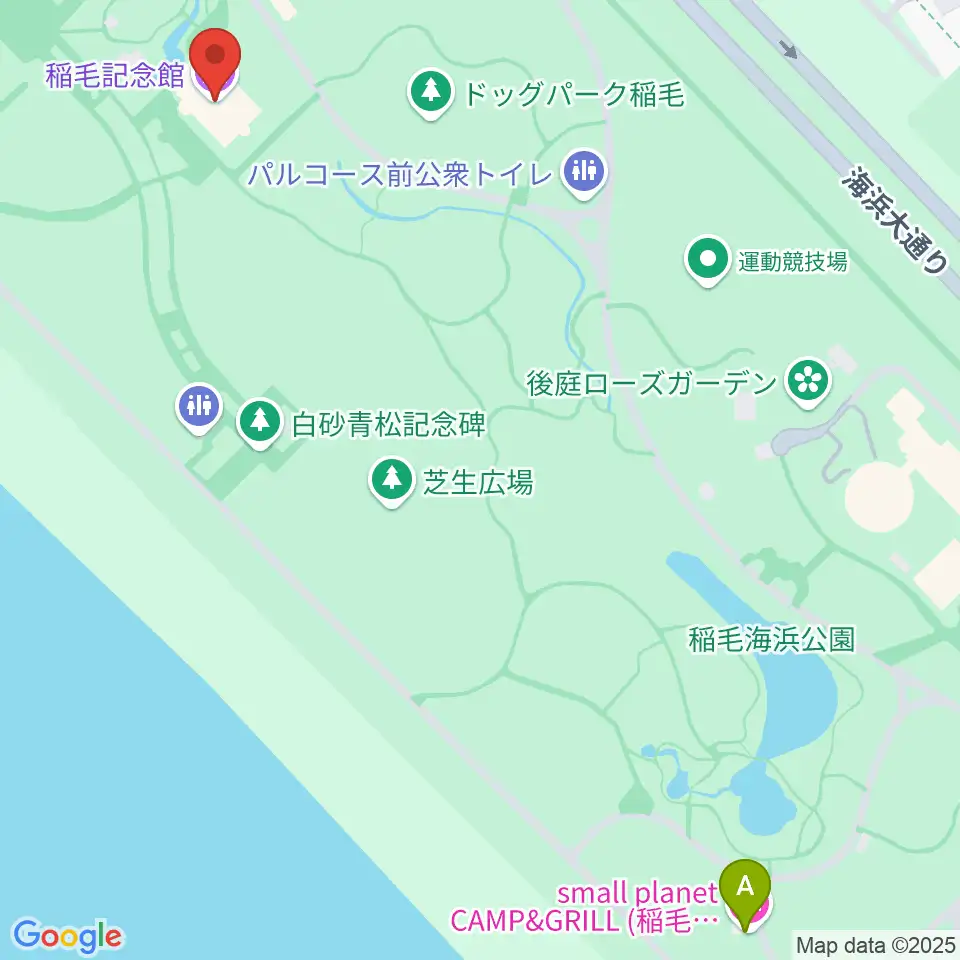 稲毛記念館周辺のホテル一覧地図