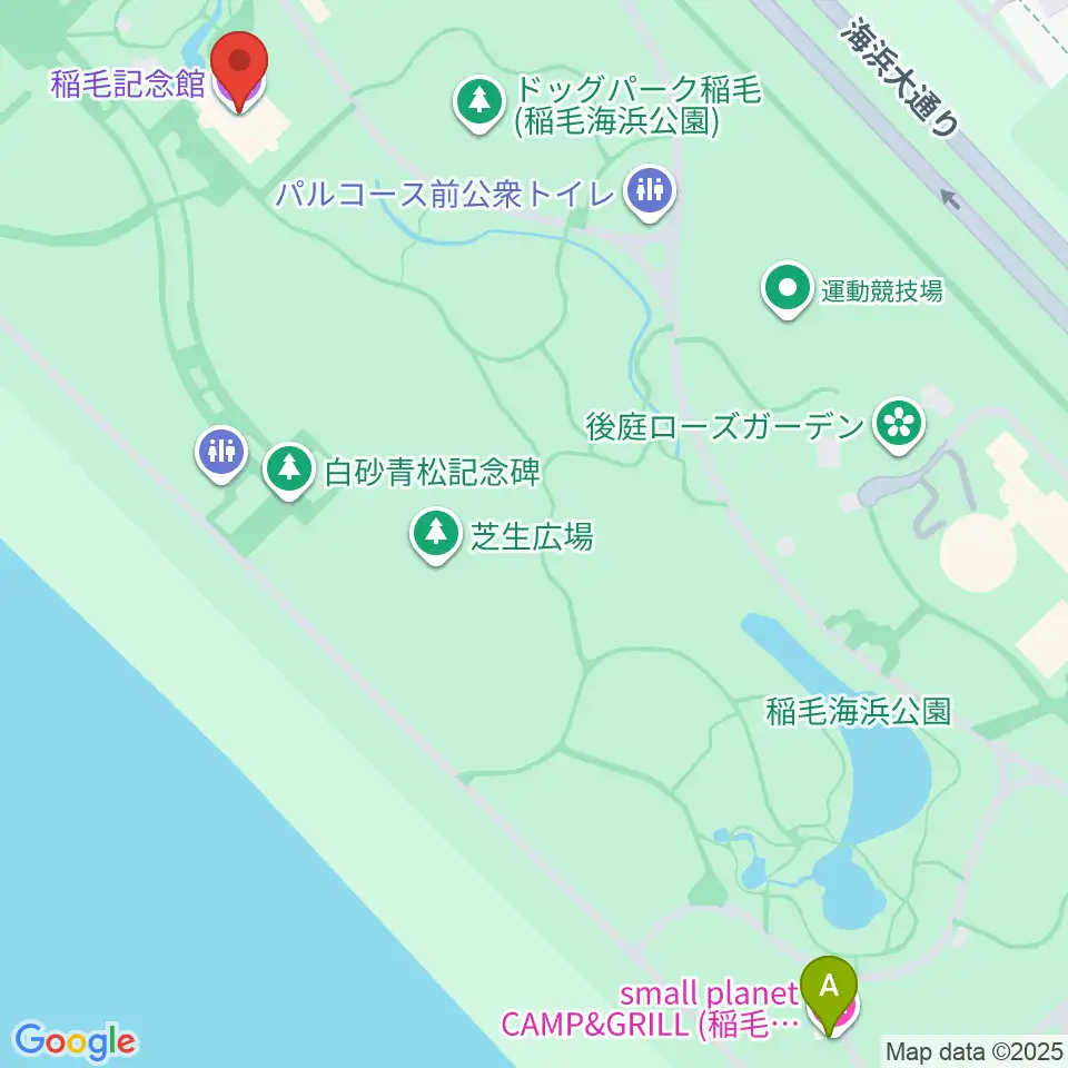 稲毛記念館周辺のホテル一覧地図