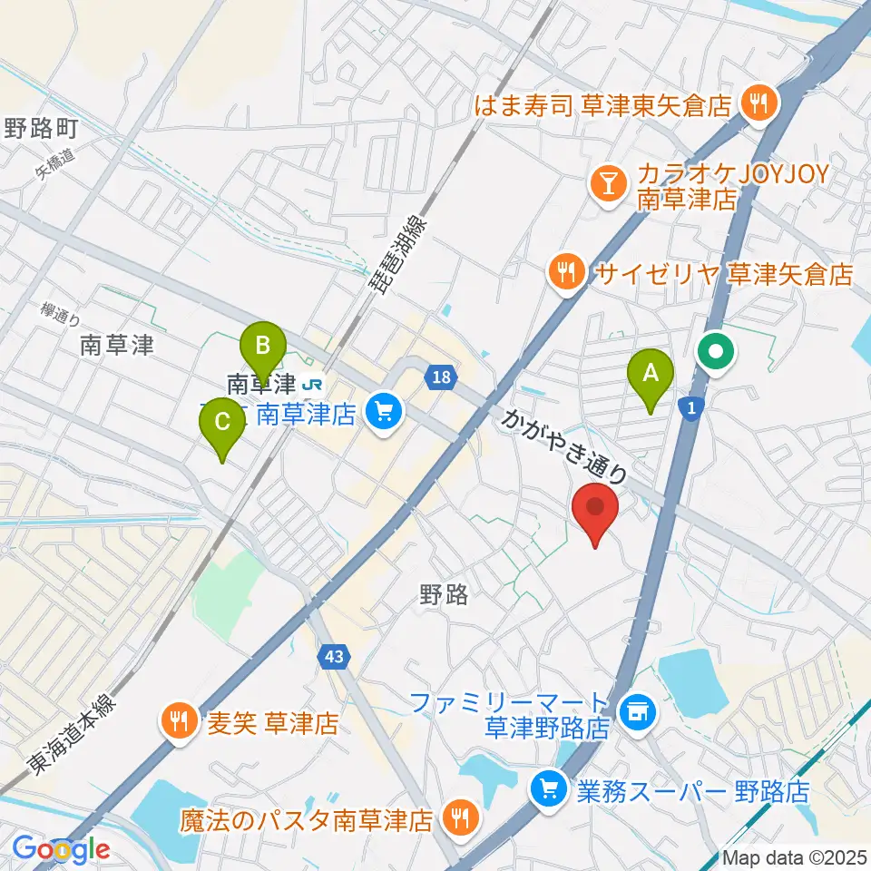 草津クレアホール周辺のホテル一覧地図