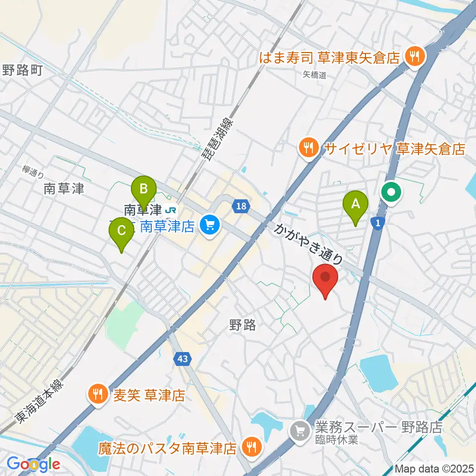 草津クレアホール周辺のホテル一覧地図