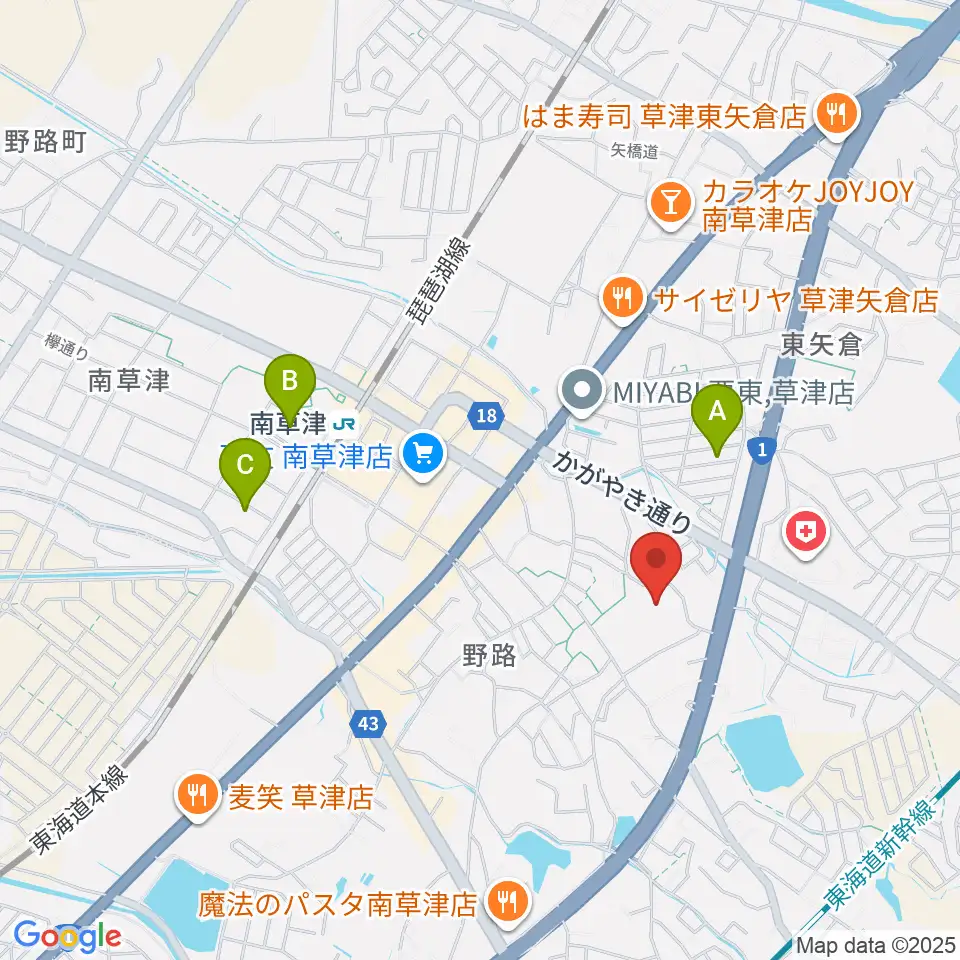 草津クレアホール周辺のホテル一覧地図