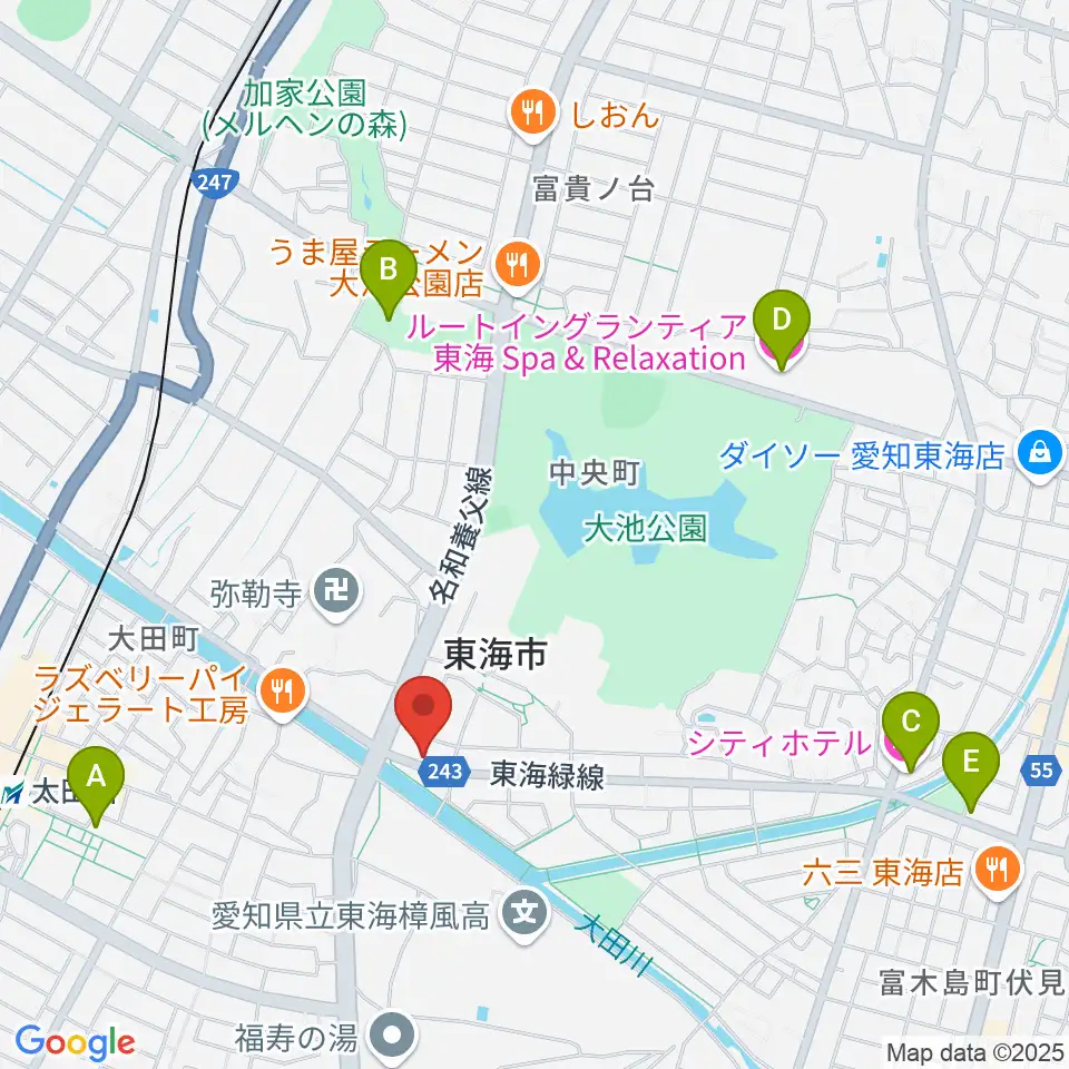 (株)マツイシ楽器店 大田川センター周辺のホテル一覧地図