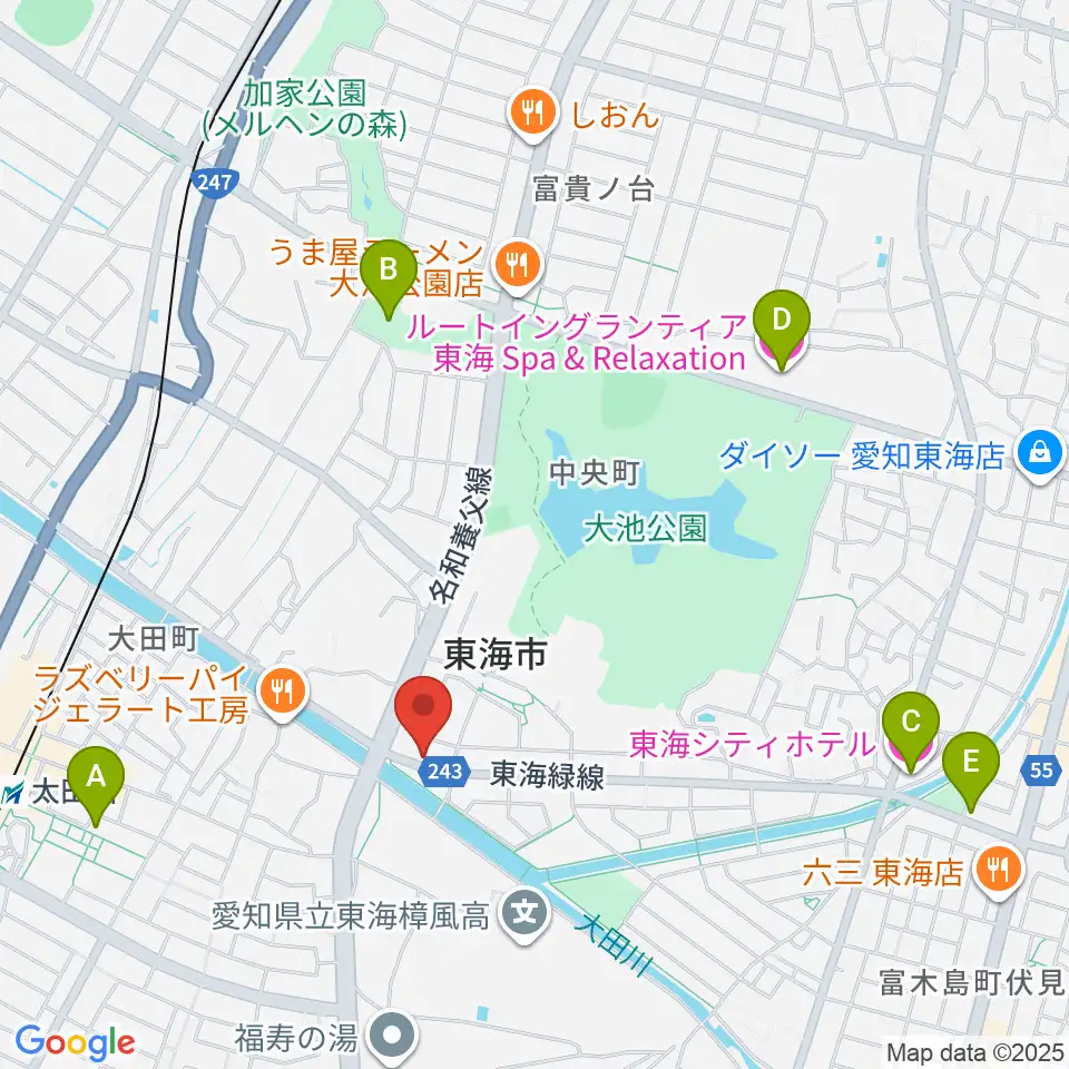 マツイシ楽器店 大田川センター周辺のホテル一覧地図