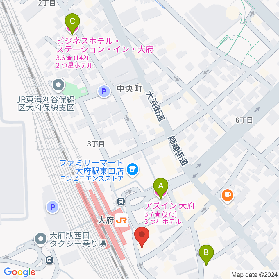 楽器晴海堂 大府ミュージックセンター周辺のホテル一覧地図