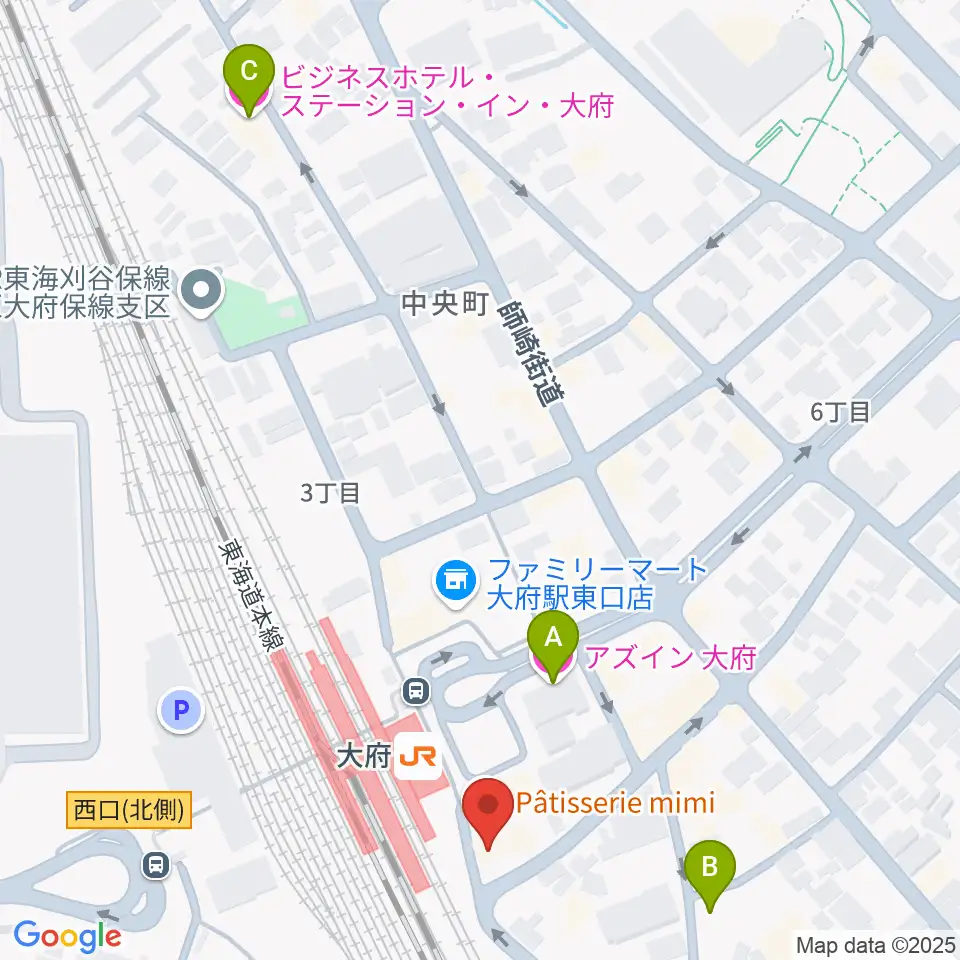楽器晴海堂 大府ミュージックセンター周辺のホテル一覧地図