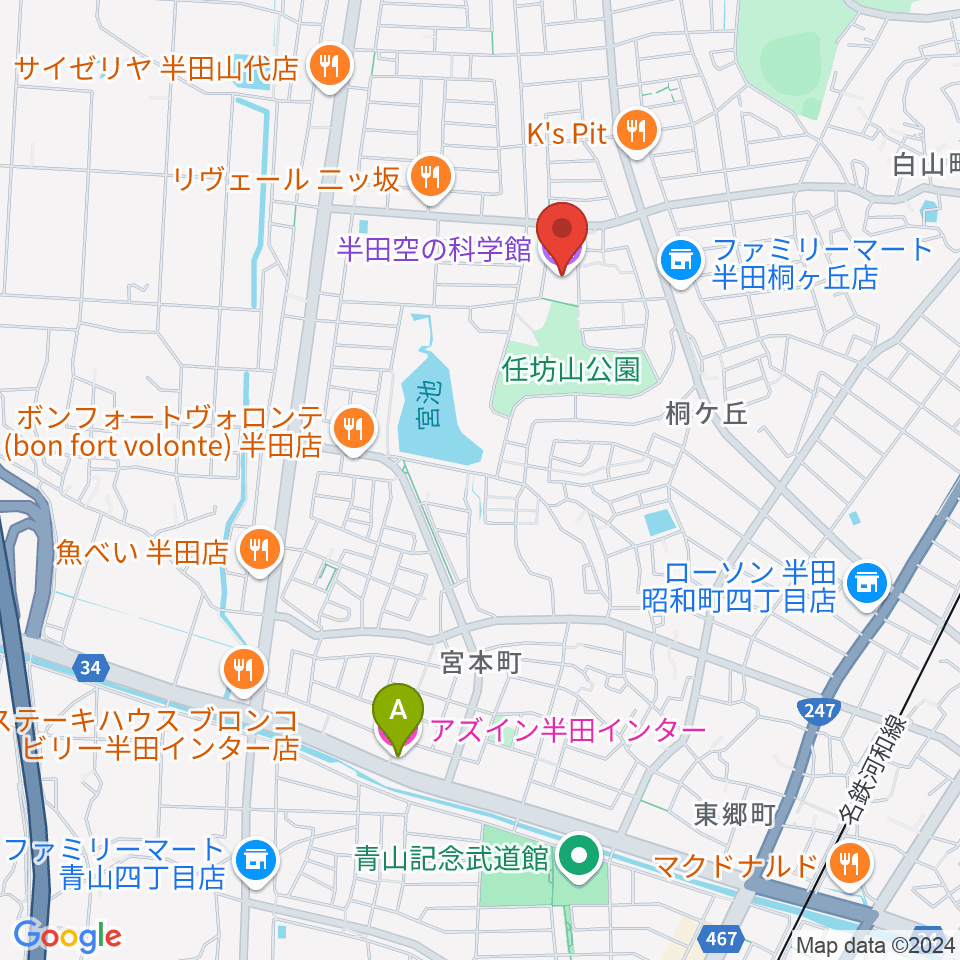 半田空の科学館周辺のホテル一覧地図