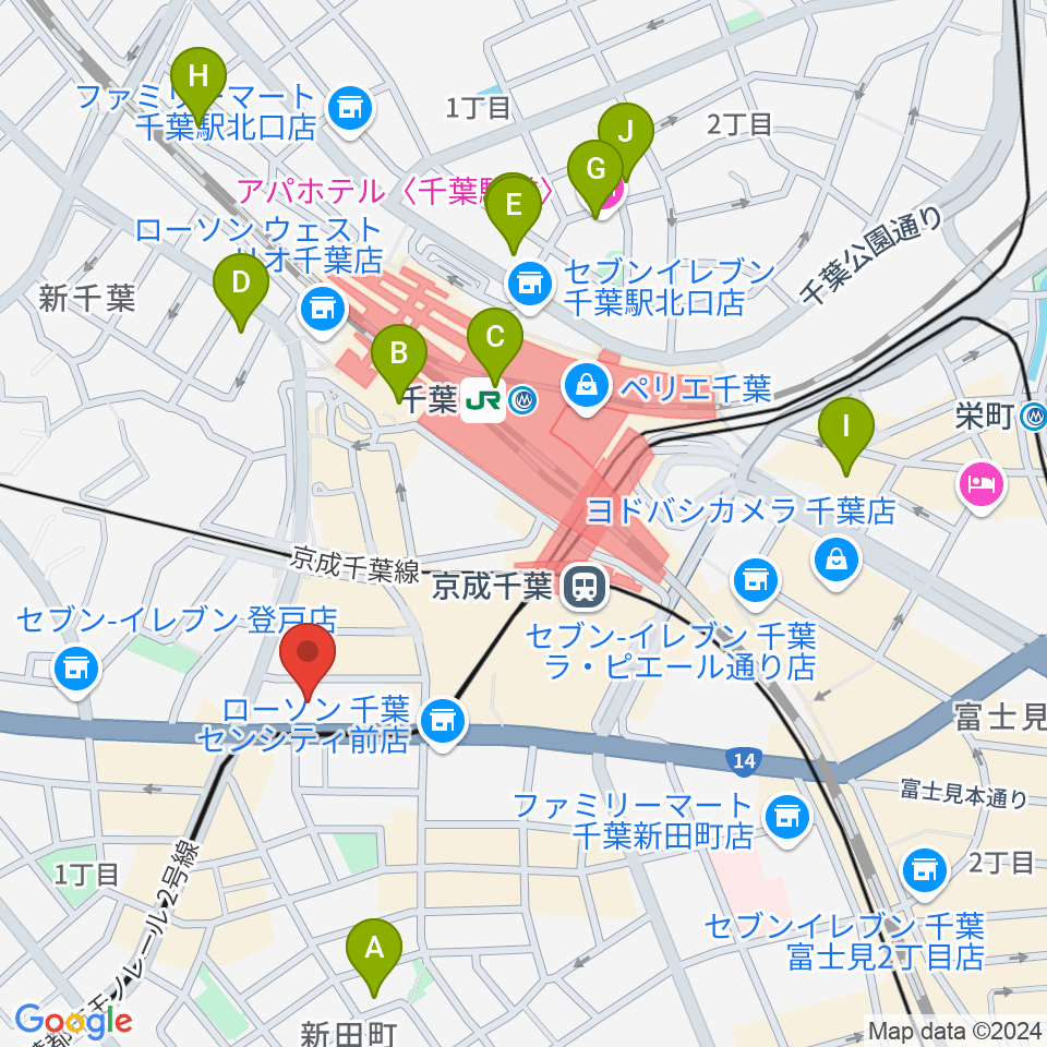 千葉センター ヤマハミュージック周辺のホテル一覧地図