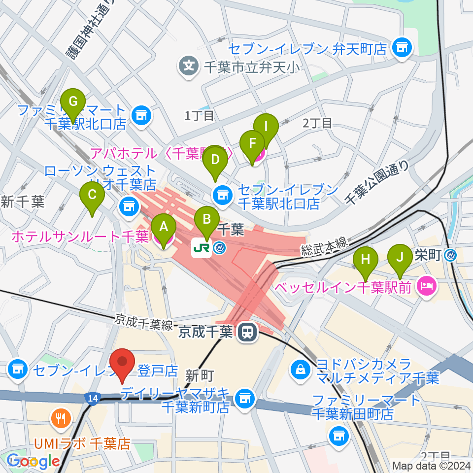 千葉センター ヤマハミュージック周辺のホテル一覧地図