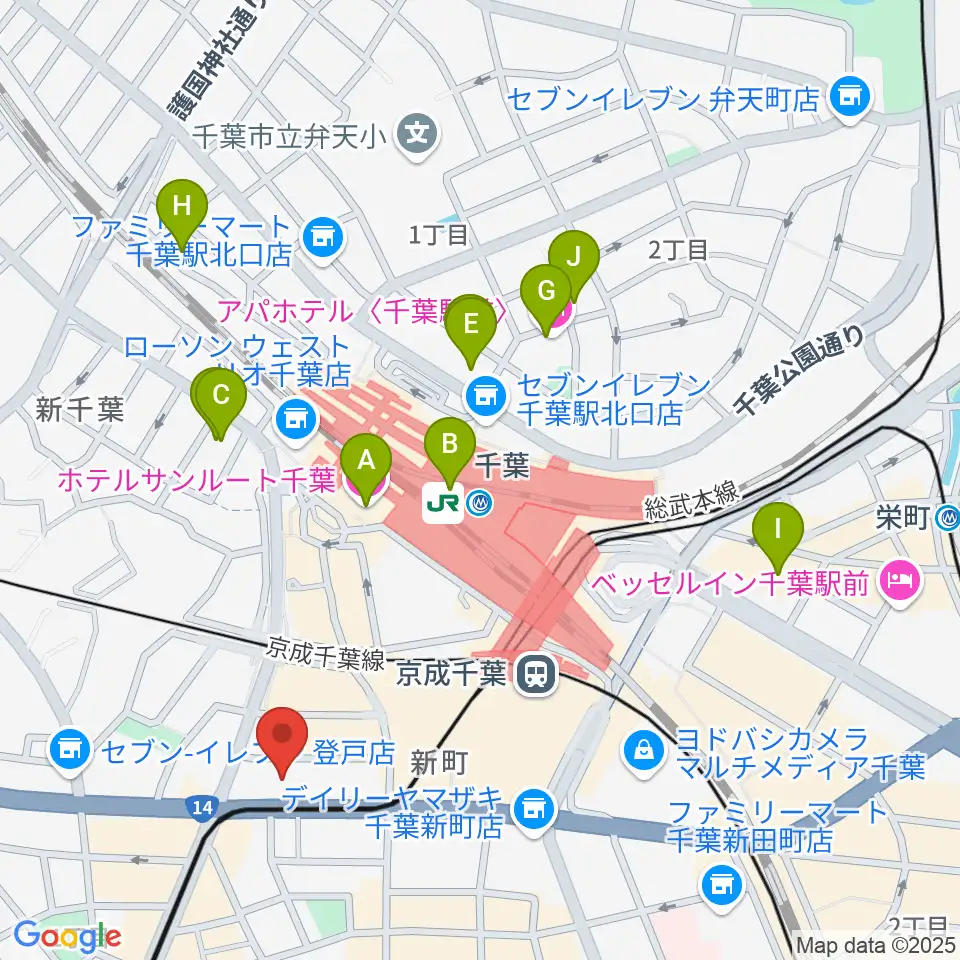 千葉センター ヤマハミュージック周辺のホテル一覧地図
