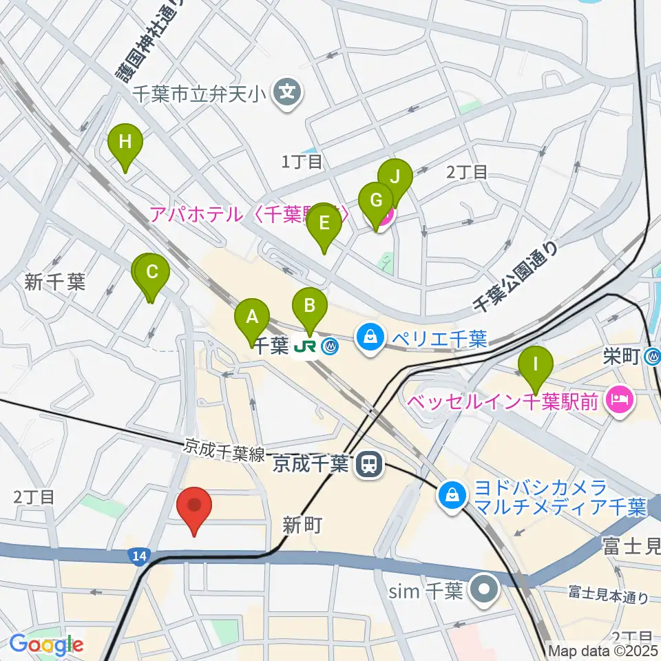 千葉センター ヤマハミュージック周辺のホテル一覧地図