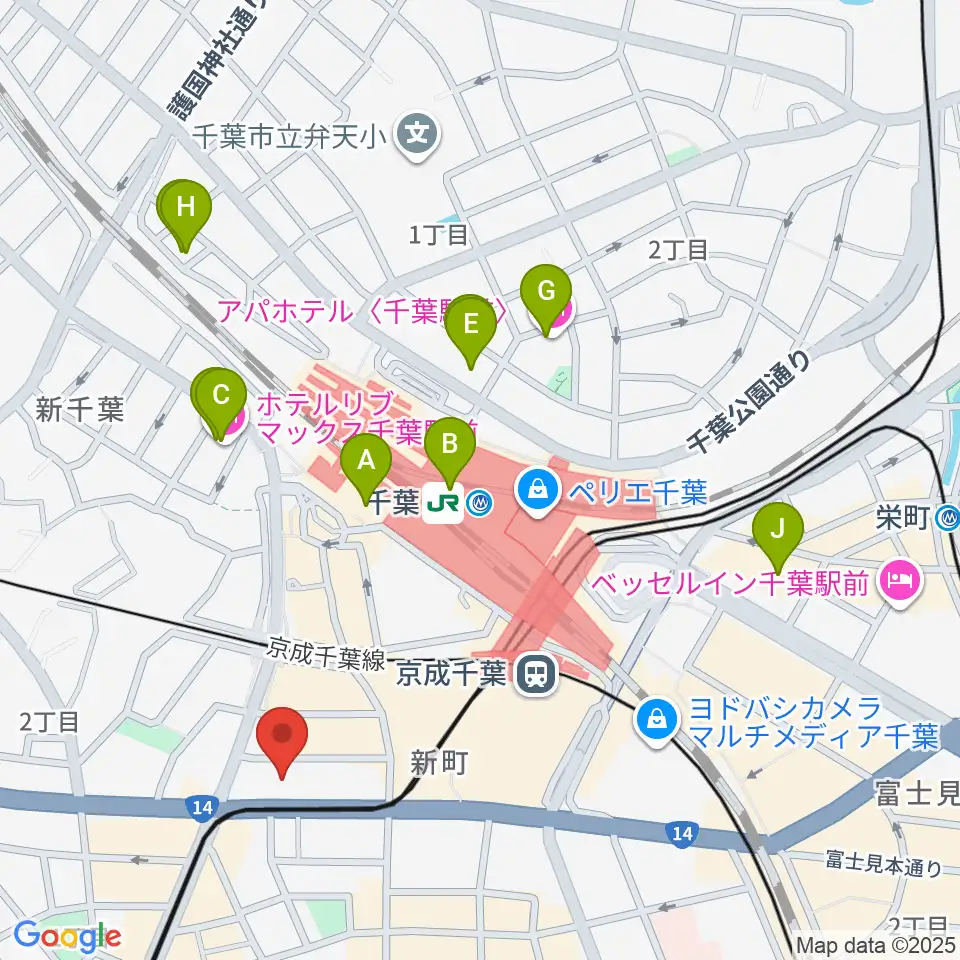 千葉センター ヤマハミュージック周辺のホテル一覧地図