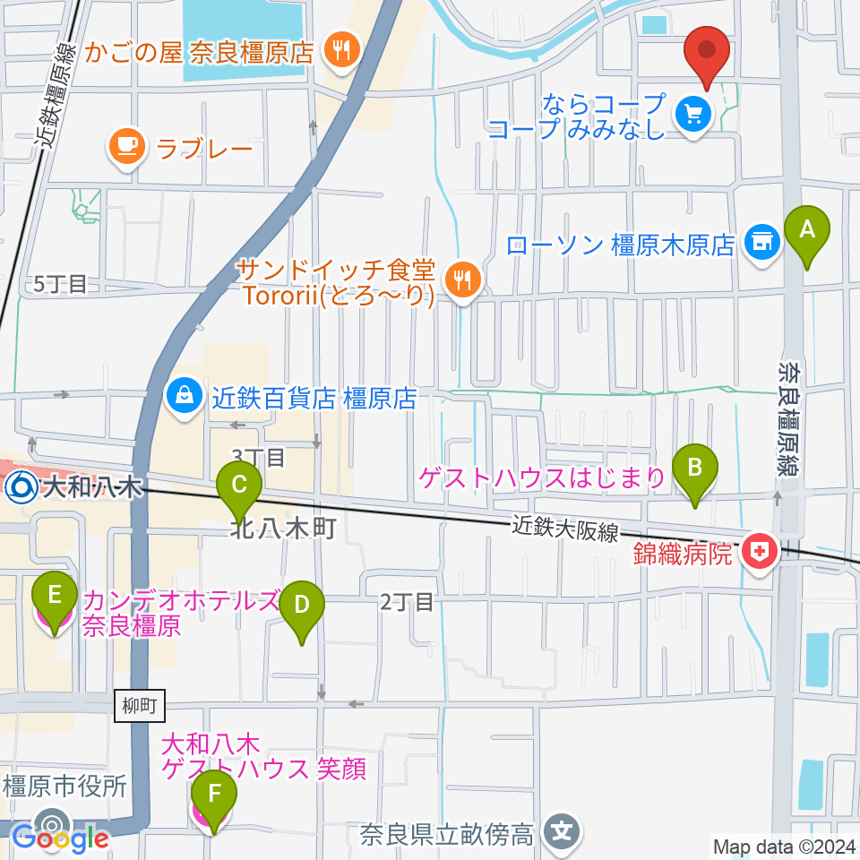 ミュージックカフェアンジェス周辺のホテル一覧地図