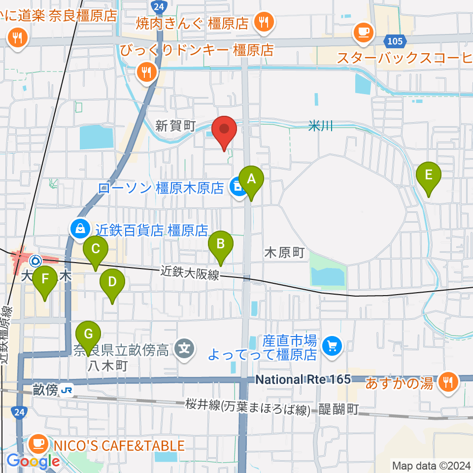 ミュージックカフェアンジェス周辺のホテル一覧地図