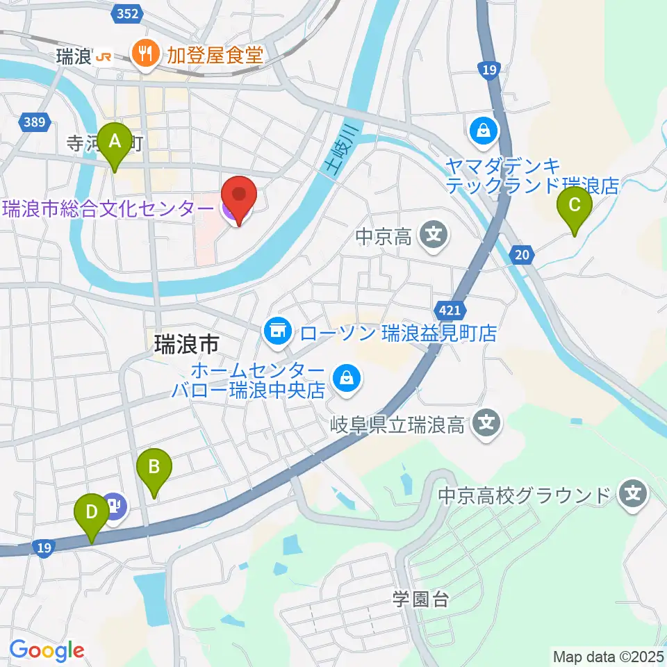瑞浪市総合文化センター周辺のホテル一覧地図