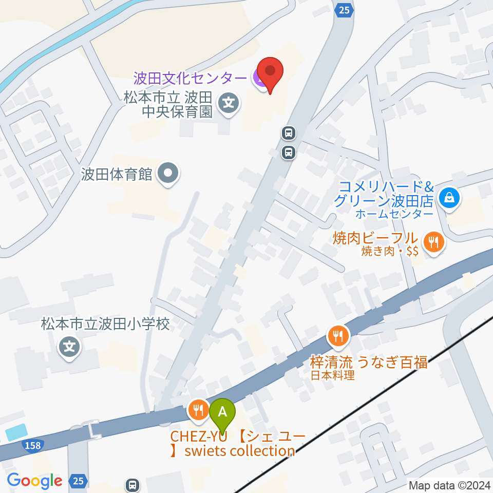 松本市波田文化センター アクトホール周辺のホテル一覧地図