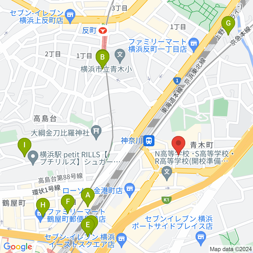 ラフィネ横浜ピアノスタジオ周辺のホテル一覧地図