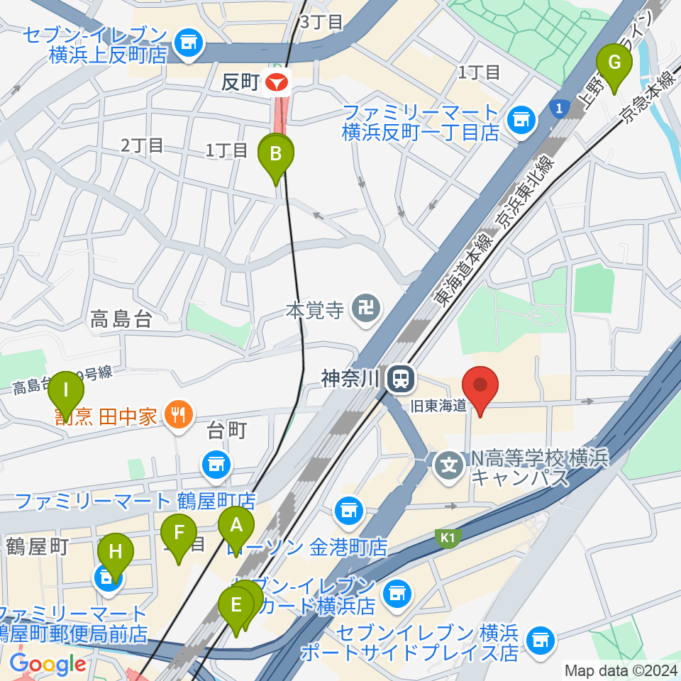 ラフィネ横浜ピアノスタジオ周辺のホテル一覧地図