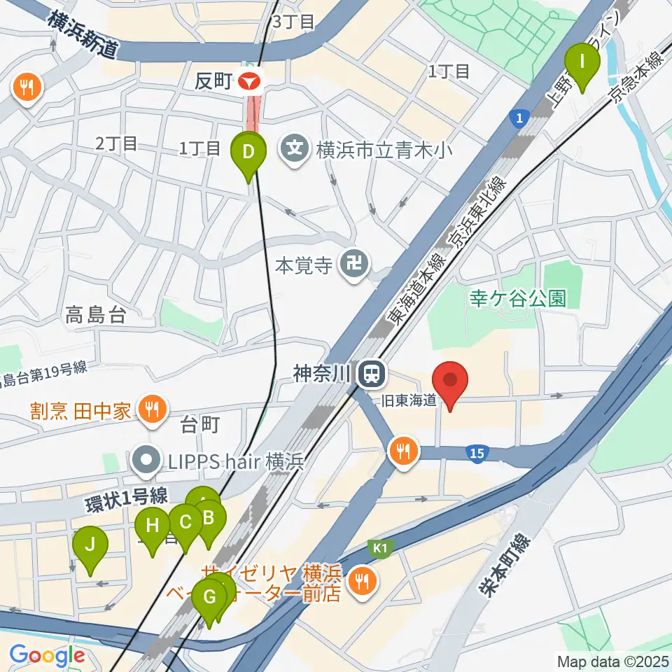 ラフィネ横浜ピアノスタジオ周辺のホテル一覧地図