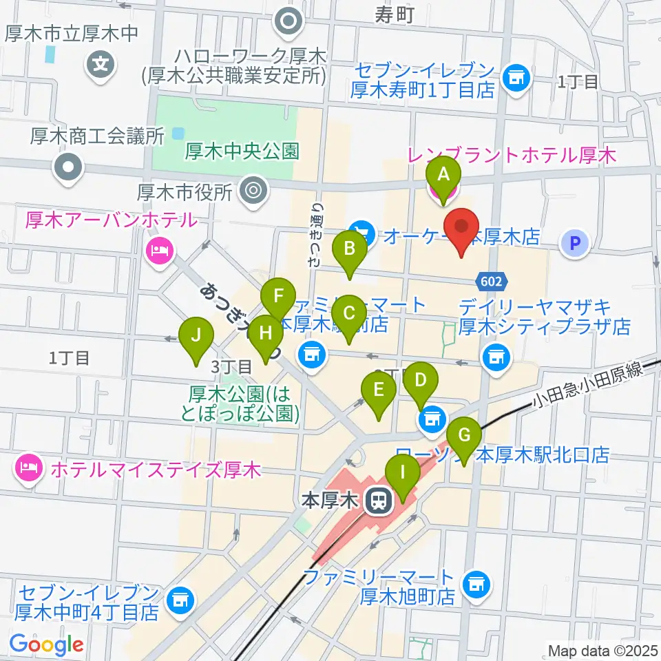 あつぎ市民交流プラザ周辺のホテル一覧地図
