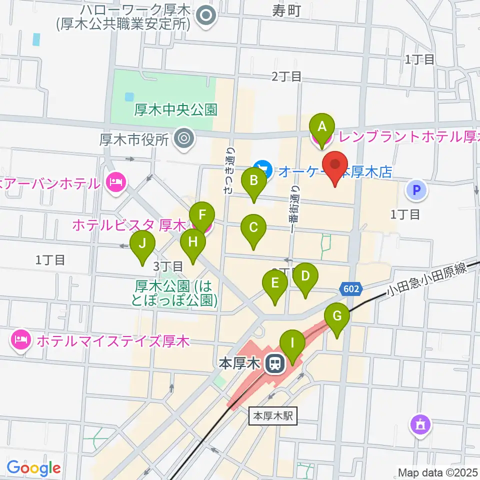 あつぎ市民交流プラザ周辺のホテル一覧地図