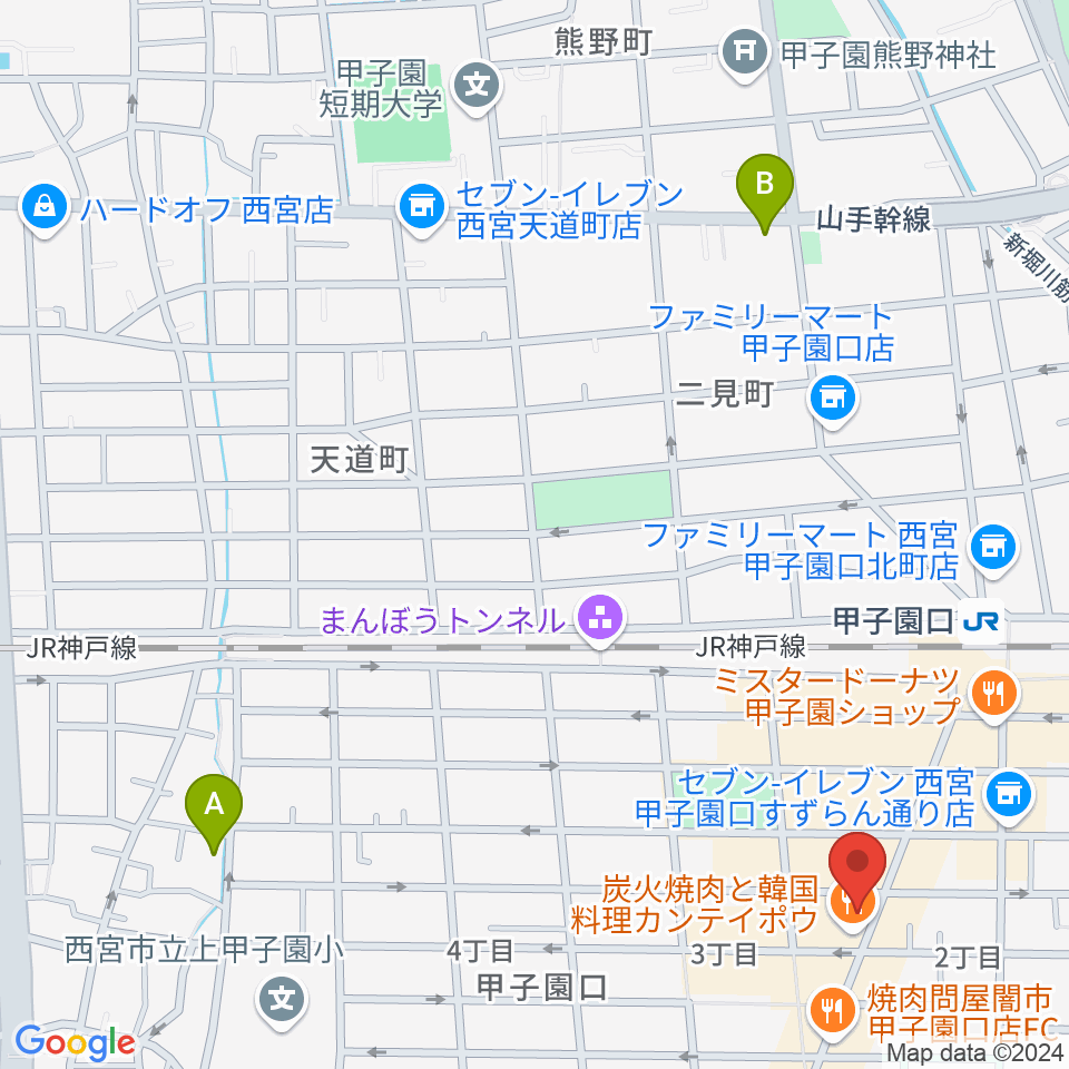 甲子園口アンクルジャム周辺のホテル一覧地図