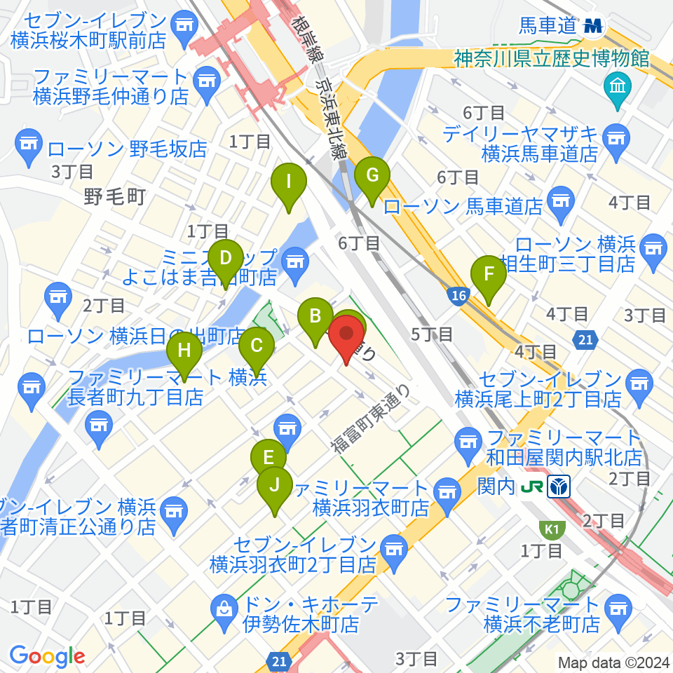 関内リトルジョン周辺のホテル一覧地図