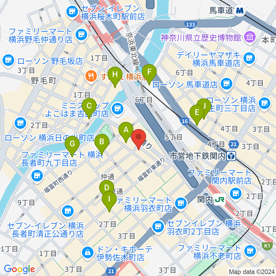 関内リトルジョン周辺のホテル一覧地図